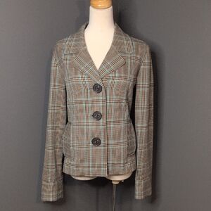 Maurices Brown and Blue Plaid Blazer